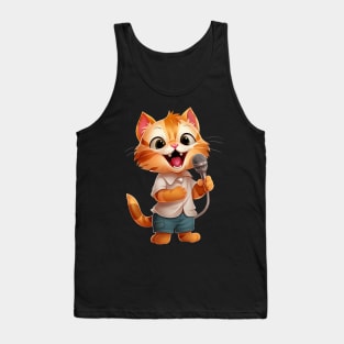 Singing Cat in Cartoon style Tank Top